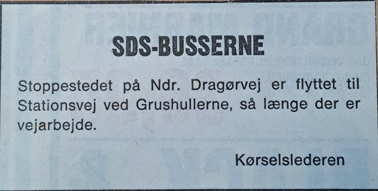 Notits om buskørslen fra Dragør  Nyt. (Dragør Lokalarkiv).