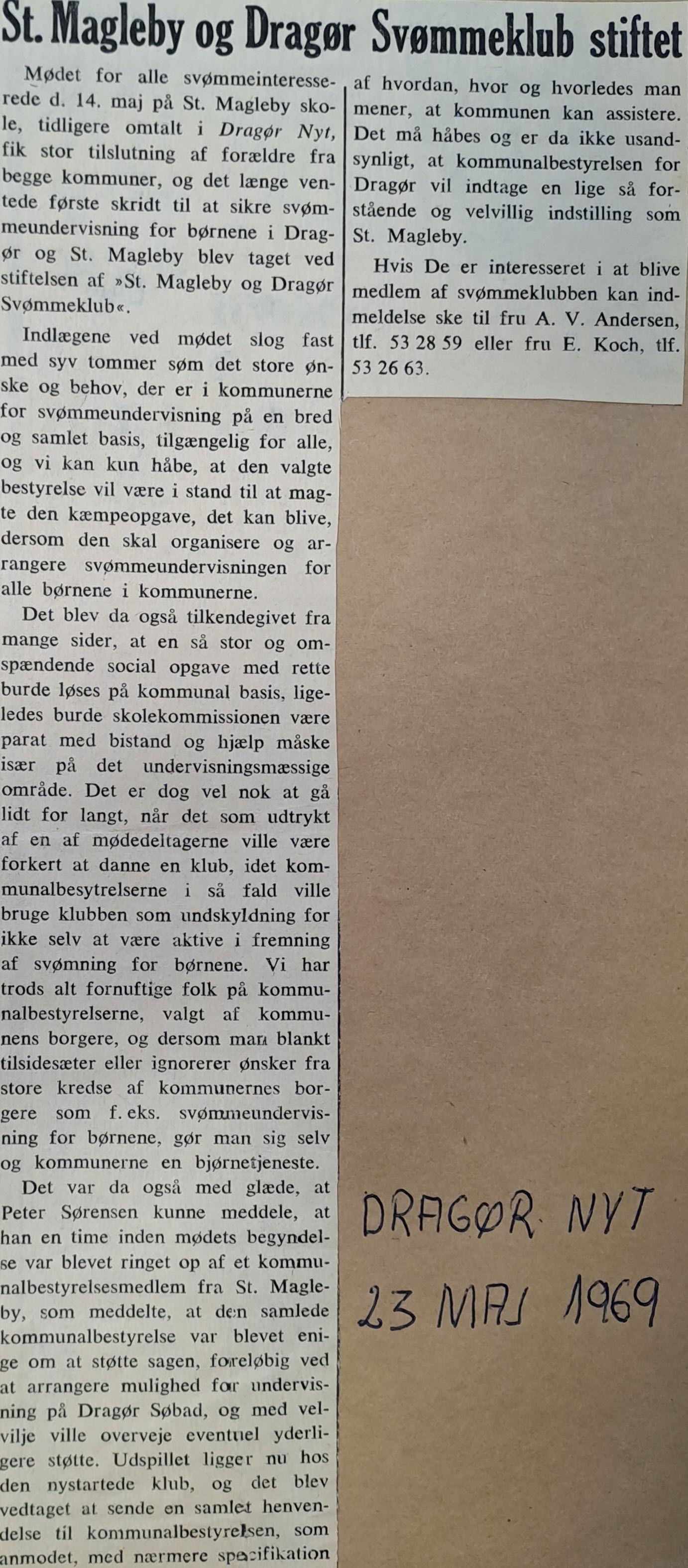 Artikel fra Dragør Nyt - 23.05.1969 (Dragør Lokalarkiv)
