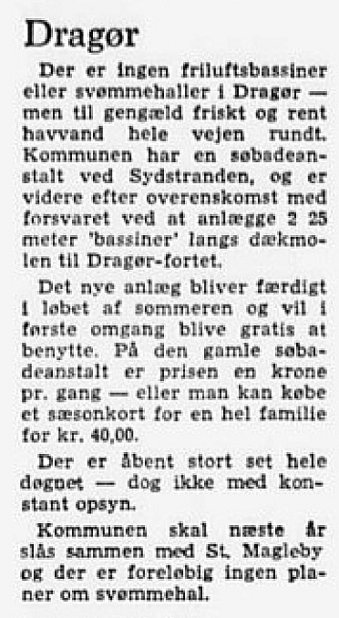 Artikel fra Politiken 25.06.1973 (Dragør Lokalarkiv)
