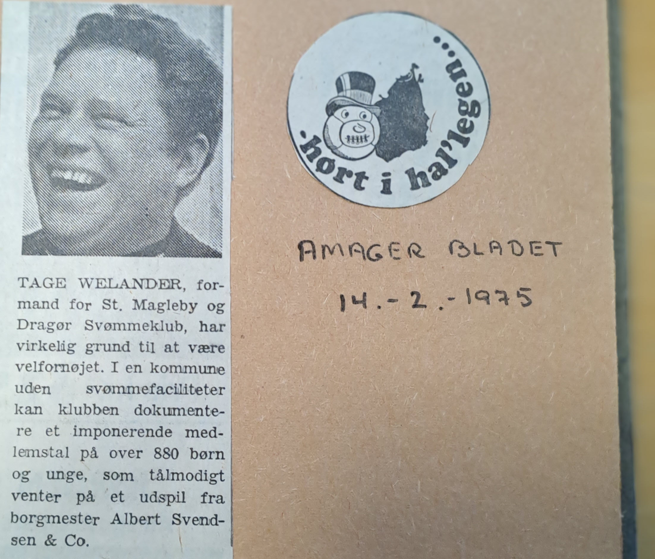 Notits Amager Bladet 14.02.1975 (Dragør Lokalarkiv)